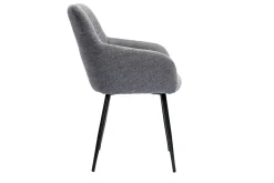 Chaises design matelassées en tissu velours texturé gris et métal noir (lot de 2) MONTERO