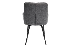 Chaises design matelassées en tissu velours texturé gris et métal noir (lot de 2) MONTERO