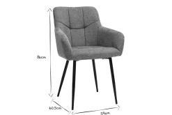 Chaises design matelassées en tissu velours texturé gris et métal noir (lot de 2) MONTERO