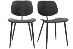Chaises design noire en bois noir et métal (lot de 2) TOBIAS