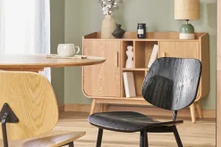 Chaises design noire en bois noir et métal (lot de 2) TOBIAS