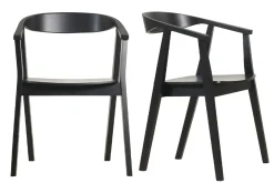 Chaises design noires en bois (lot de 2) BAHIA