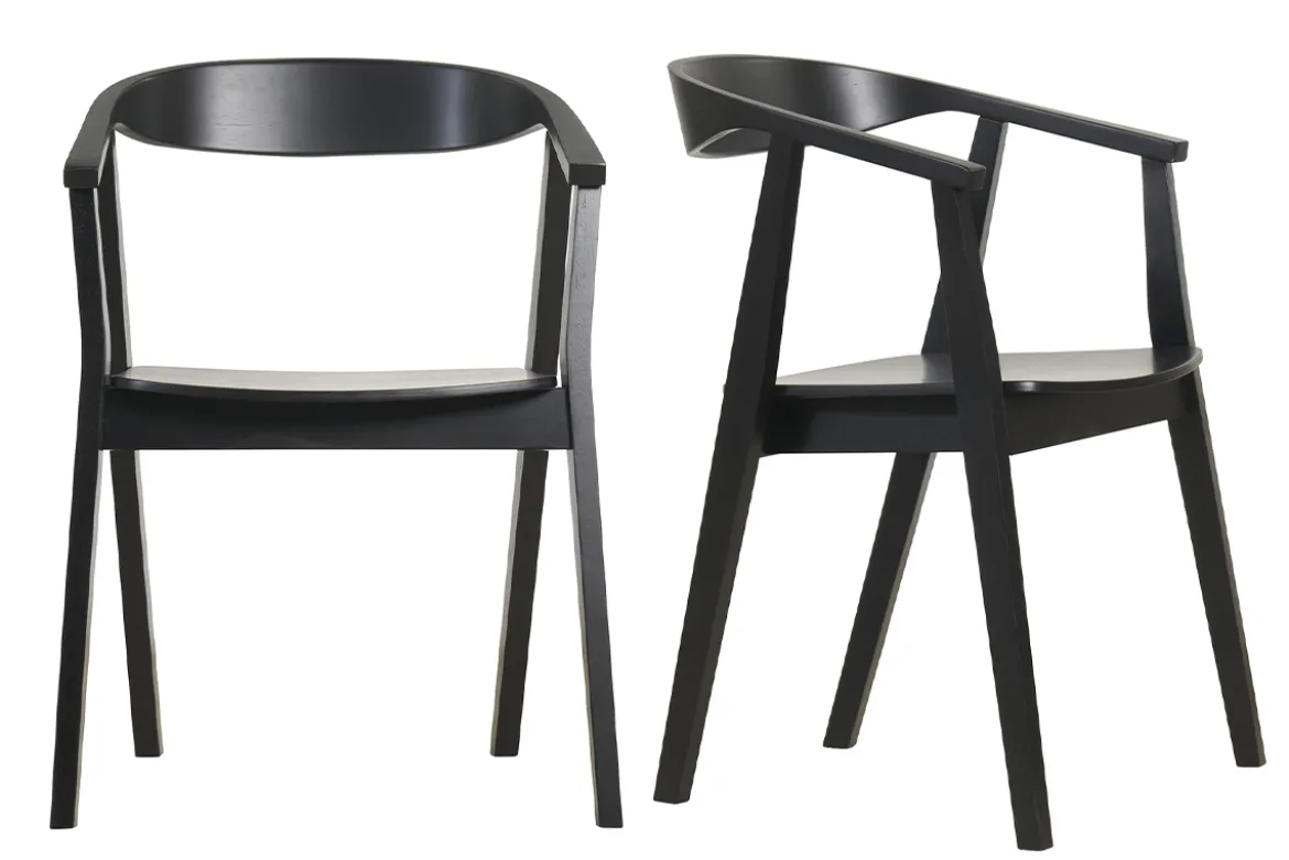 Chaises design noires en bois (lot de 2) BAHIA