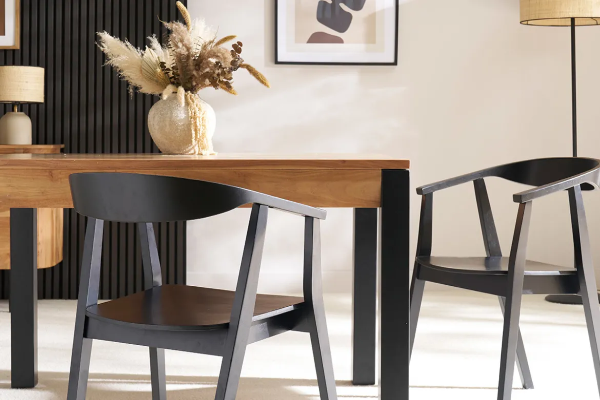 Chaises design noires en bois (lot de 2) BAHIA
