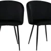 Chaises design noires en tissu velours et métal (lot de 2) VANITY