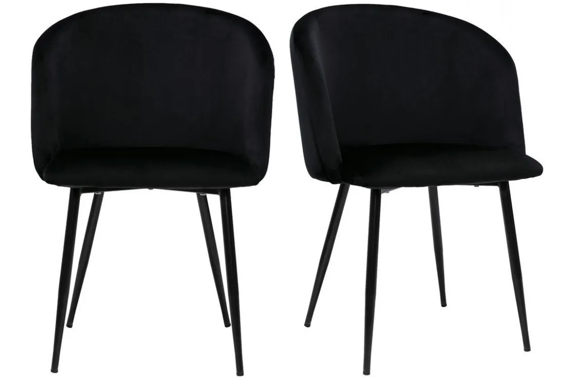 Chaises design noires en tissu velours et métal (lot de 2) VANITY