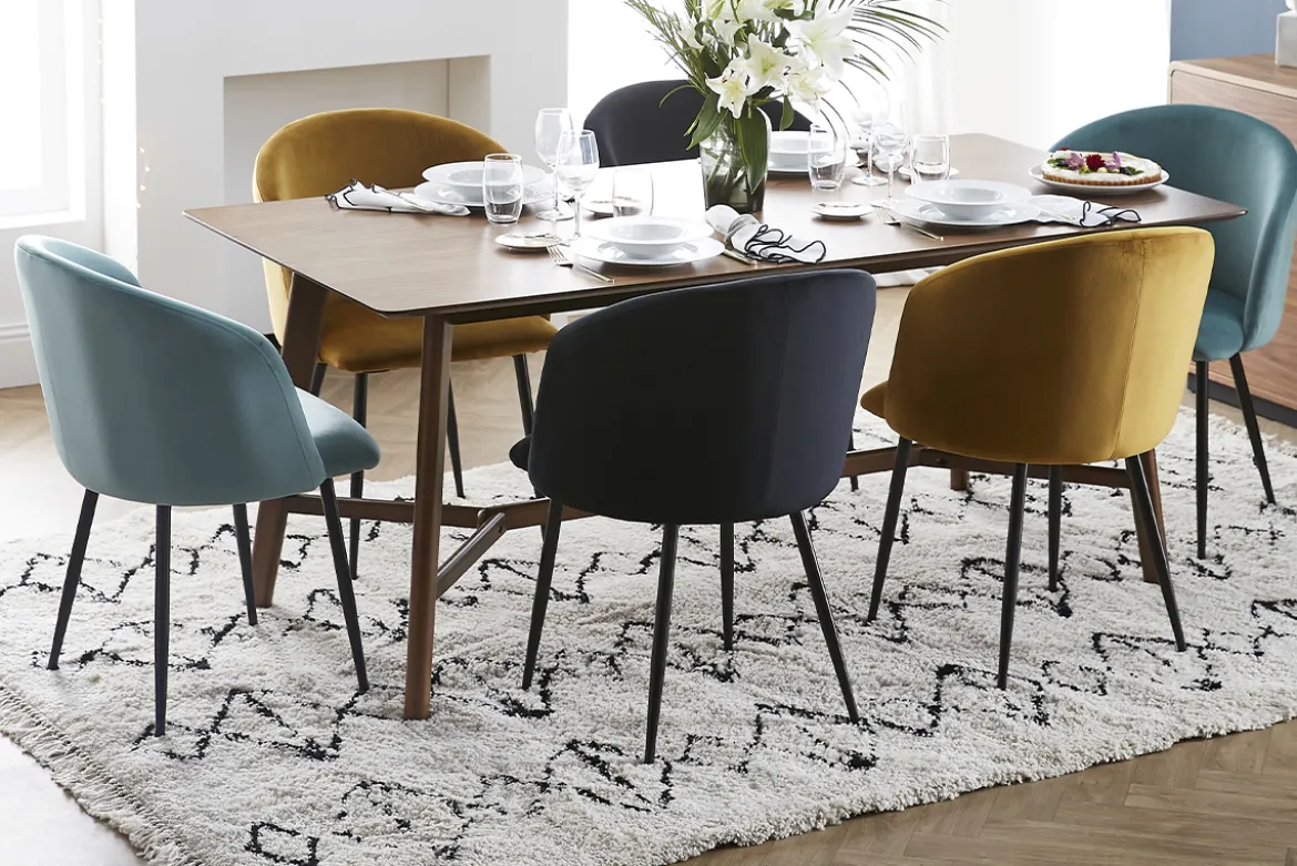 Chaises design noires en tissu velours et métal (lot de 2) VANITY