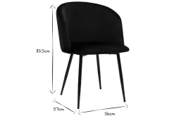 Chaises design noires en tissu velours et métal (lot de 2) VANITY