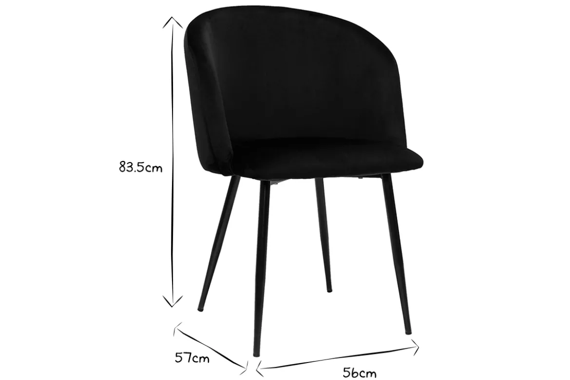 Chaises design noires en tissu velours et métal (lot de 2) VANITY