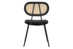 Chaises design noires en tissu velours, métal et cannage rotin (lot de 2) SWANN