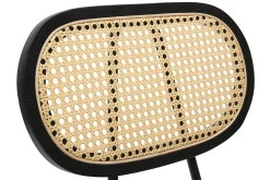 Chaises design noires en tissu velours, métal et cannage rotin (lot de 2) SWANN