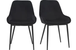 Chaises design noires en tissu velours et métal (lot de 2) HOLO