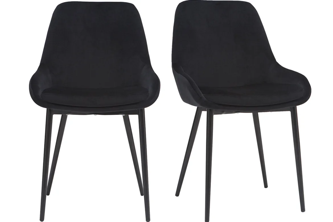Chaises design noires en tissu velours et métal (lot de 2) HOLO