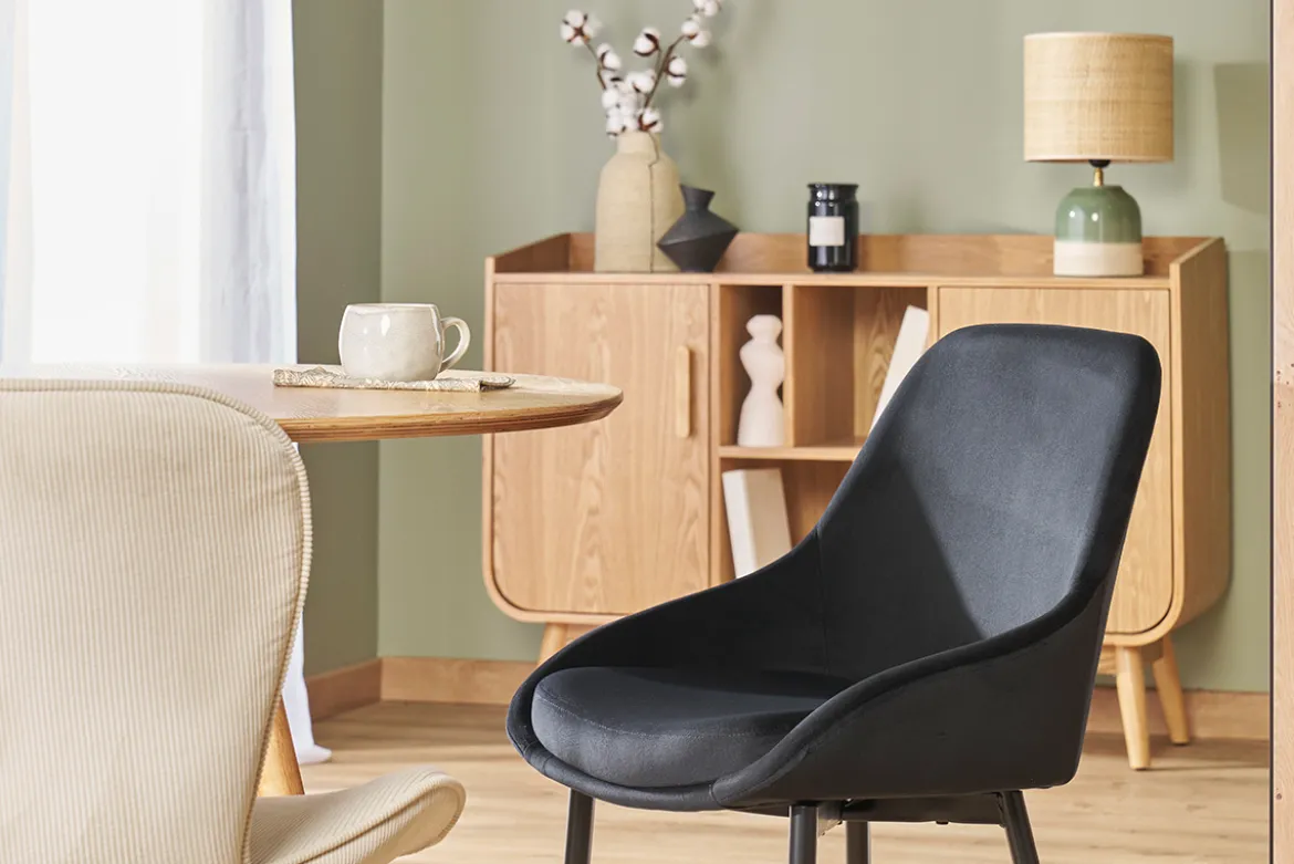 Chaises design noires en tissu velours et métal (lot de 2) HOLO