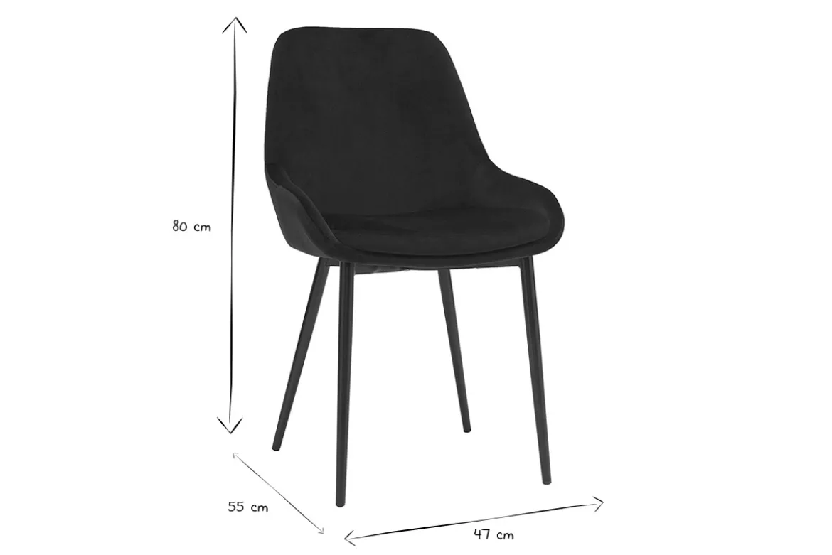 Chaises design noires en tissu velours et métal (lot de 2) HOLO