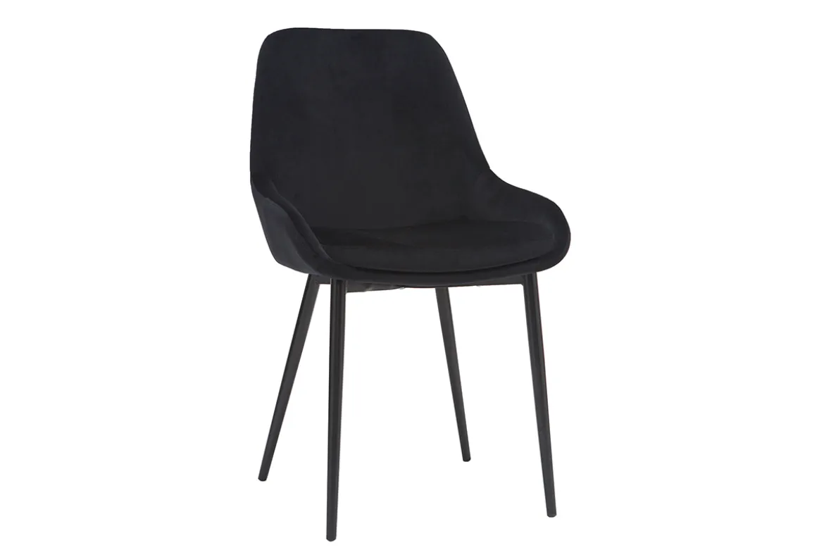 Chaises design noires en tissu velours et métal (lot de 2) HOLO