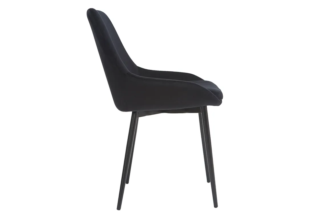 Chaises design noires en tissu velours et métal (lot de 2) HOLO