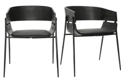 Chaises design noires (lot de 2) WESS