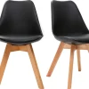 Chaises design noir et bois clair massif (lot de 2) PAULINE