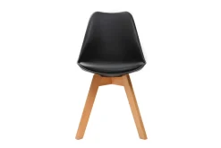 Chaises design noir et bois clair massif (lot de 2) PAULINE