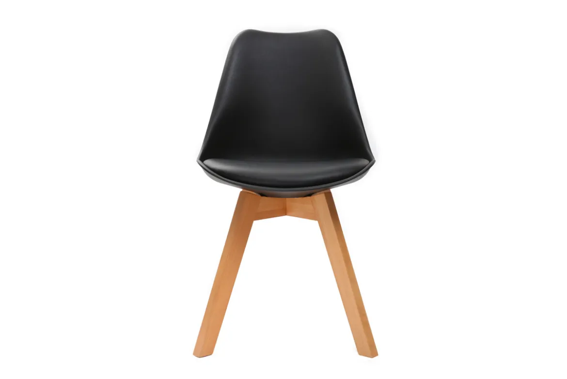 Chaises design noir et bois clair massif (lot de 2) PAULINE