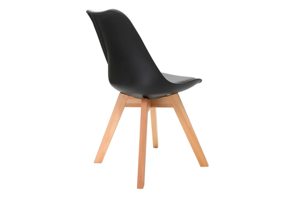 Chaises design noir et bois clair massif (lot de 2) PAULINE