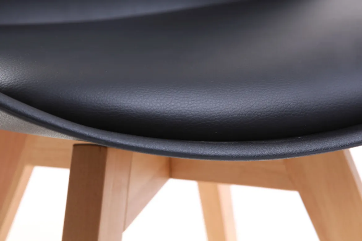 Chaises design noir et bois clair massif (lot de 2) PAULINE