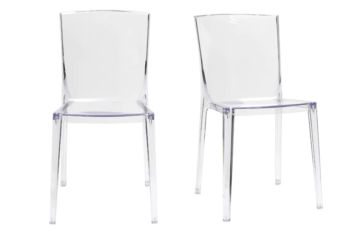 Chaises design transparentes empilables intérieur - extérieur (lot de 2) ISLAND