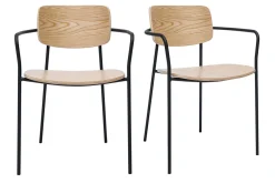 Chaises en bois clair chêne et métal noir (lot de 2) SUSAN