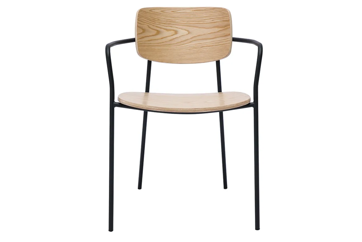 Chaises en bois clair chêne et métal noir (lot de 2) SUSAN