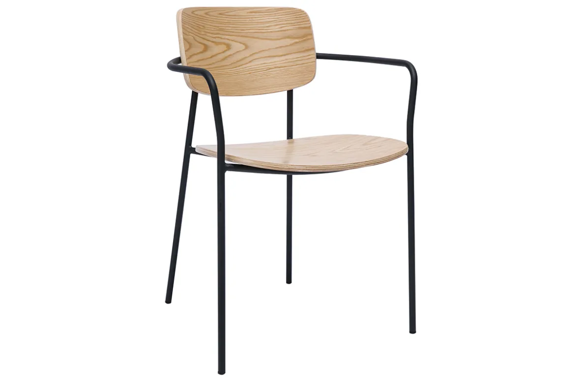 Chaises en bois clair chêne et métal noir (lot de 2) SUSAN