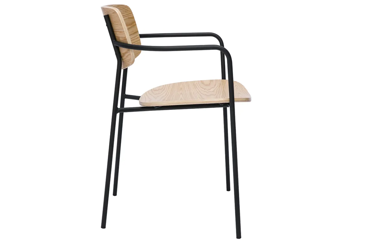 Chaises en bois clair chêne et métal noir (lot de 2) SUSAN