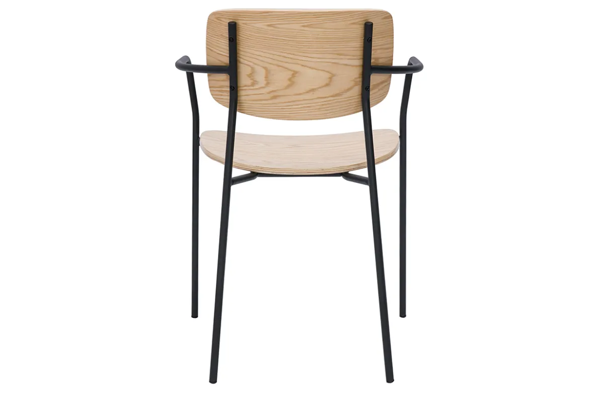 Chaises en bois clair chêne et métal noir (lot de 2) SUSAN