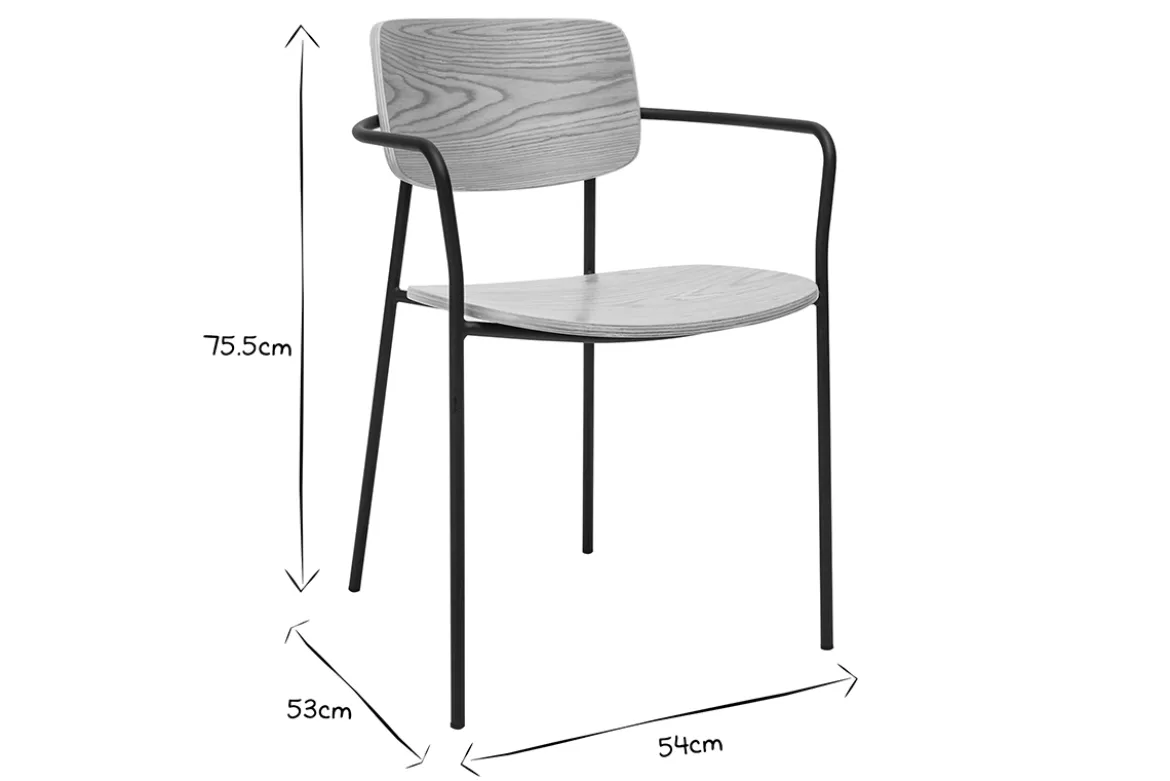 Chaises en bois clair chêne et métal noir (lot de 2) SUSAN