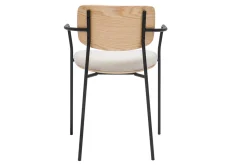 Chaises en bois clair chêne, tissu effet velours texturé beige et métal noir (lot de 2) SUSAN