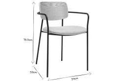 Chaises en bois clair chêne, tissu effet velours texturé beige et métal noir (lot de 2) SUSAN