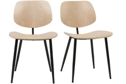 Chaises en bois clair et métal noir (lot de 2) TOBIAS