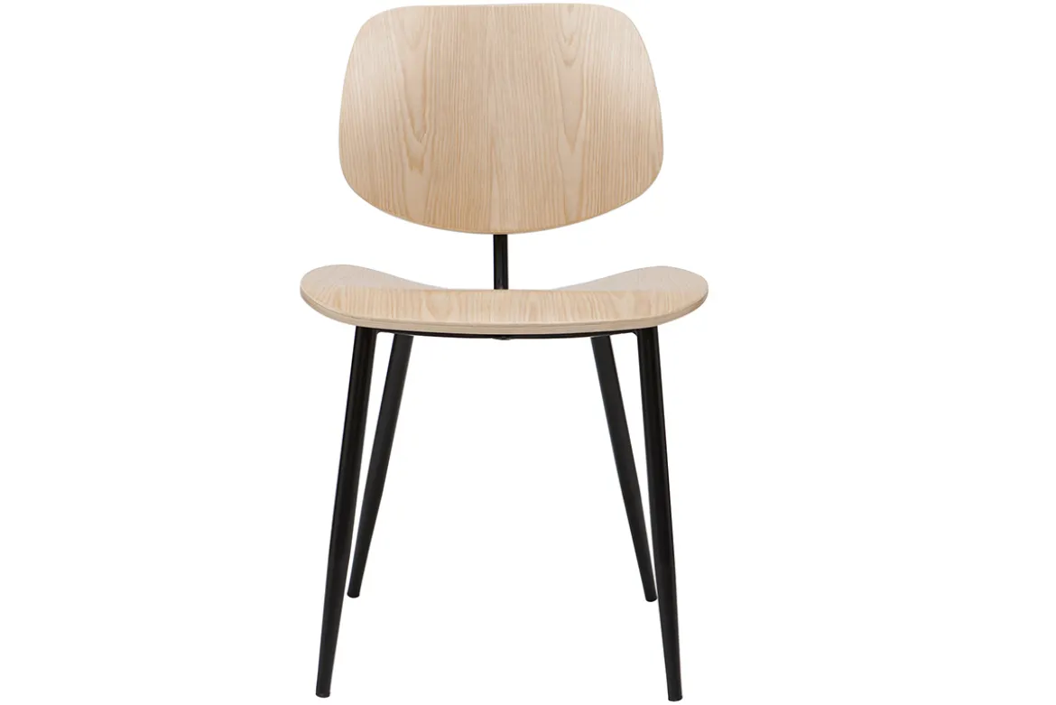 Chaises en bois clair et métal noir (lot de 2) TOBIAS
