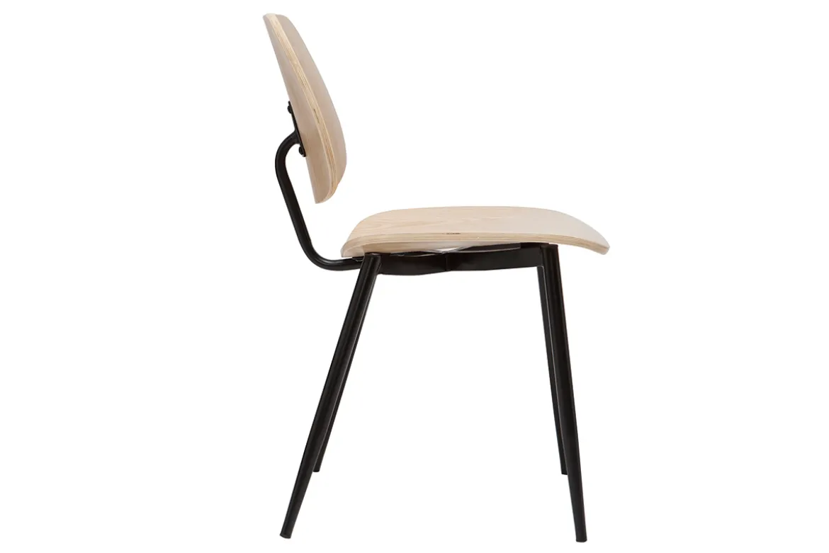 Chaises en bois clair et métal noir (lot de 2) TOBIAS