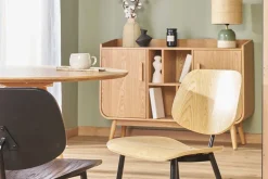 Chaises en bois clair et métal noir (lot de 2) TOBIAS
