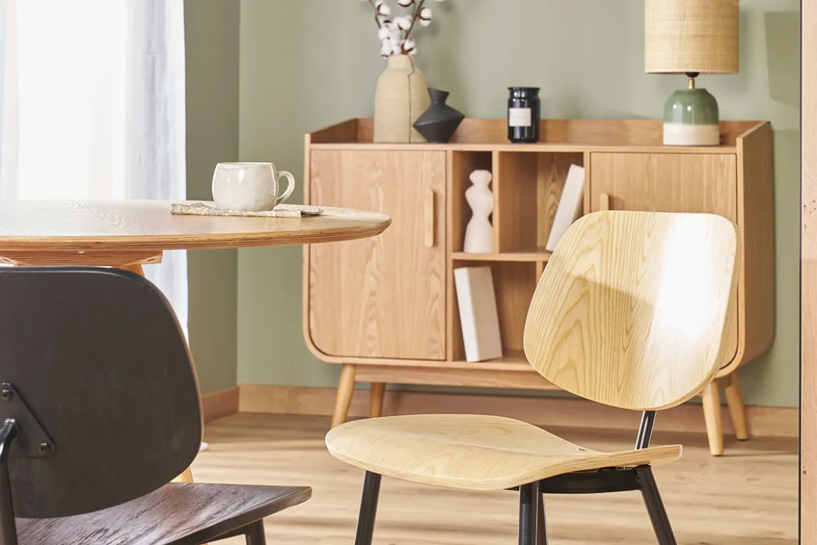 Chaises en bois clair et métal noir (lot de 2) TOBIAS