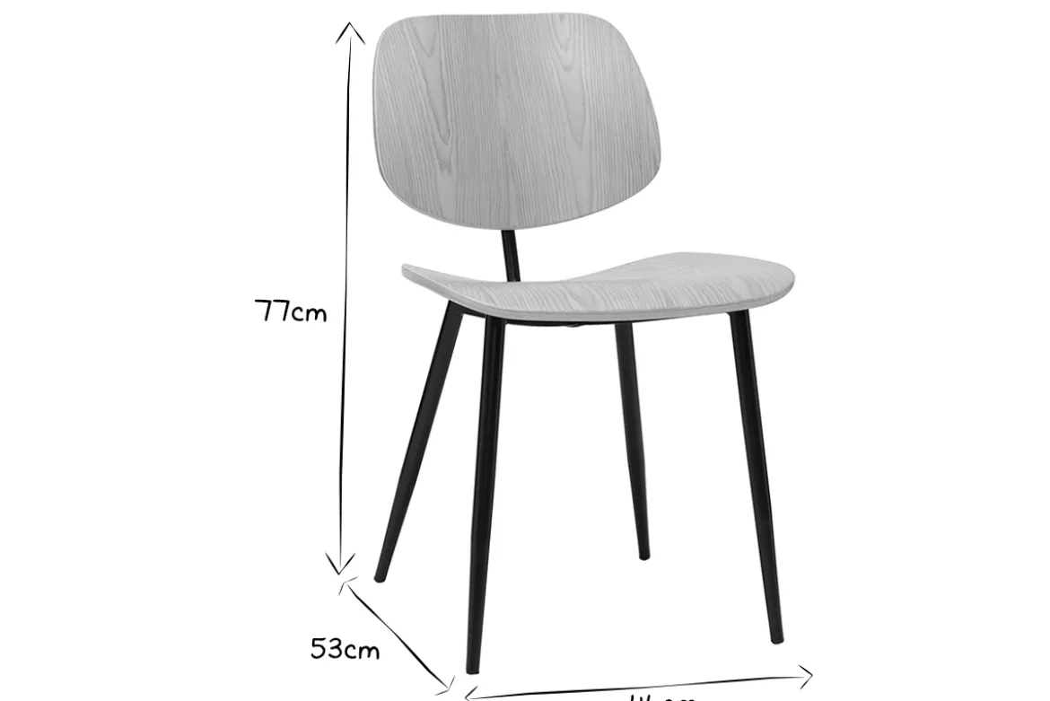 Chaises en bois clair et métal noir (lot de 2) TOBIAS