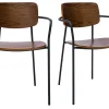 Chaises en bois foncé noyer et métal noir (lot de 2) SUSAN