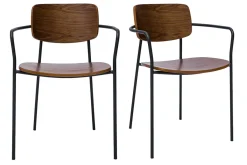 Chaises en bois foncé noyer et métal noir (lot de 2) SUSAN