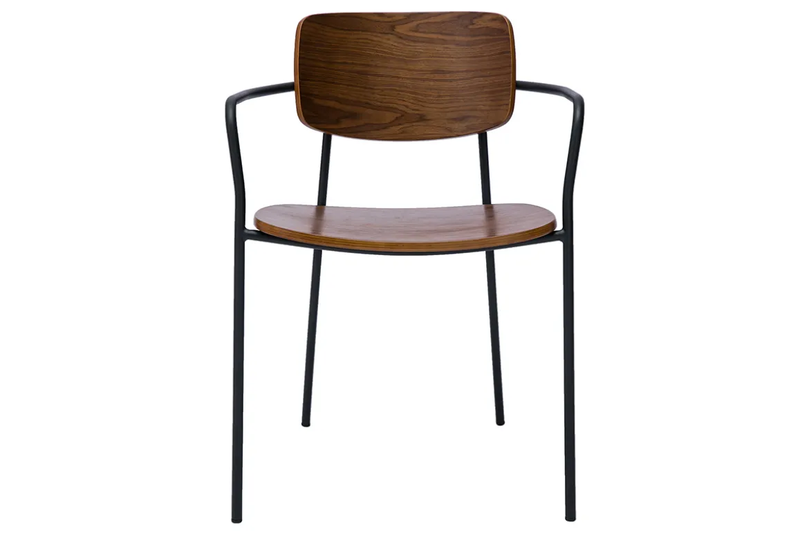 Chaises en bois foncé noyer et métal noir (lot de 2) SUSAN