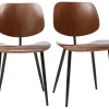 Chaises en bois foncé noyer et métal noir (lot de 2) TOBIAS