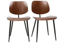 Chaises en bois foncé noyer et métal noir (lot de 2) TOBIAS