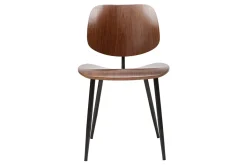 Chaises en bois foncé noyer et métal noir (lot de 2) TOBIAS