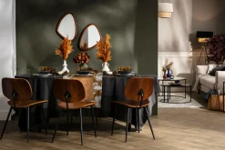 Chaises en bois foncé noyer et métal noir (lot de 2) TOBIAS