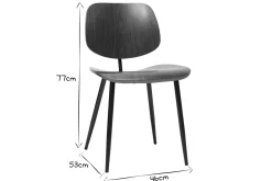 Chaises en bois foncé noyer et métal noir (lot de 2) TOBIAS